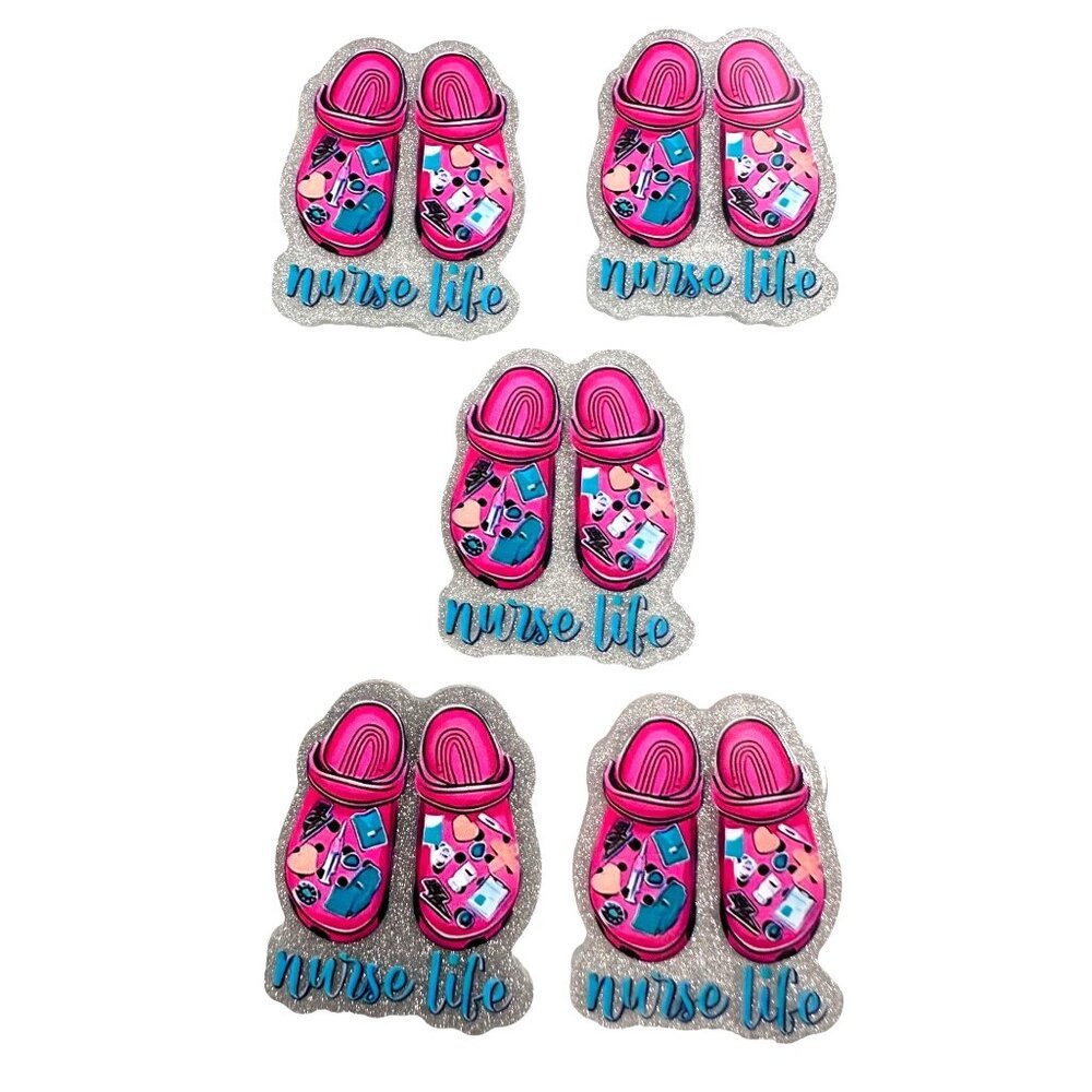 10 pc glitter RN Nurse acrylic flat back charm for badge reels keyrings earrings